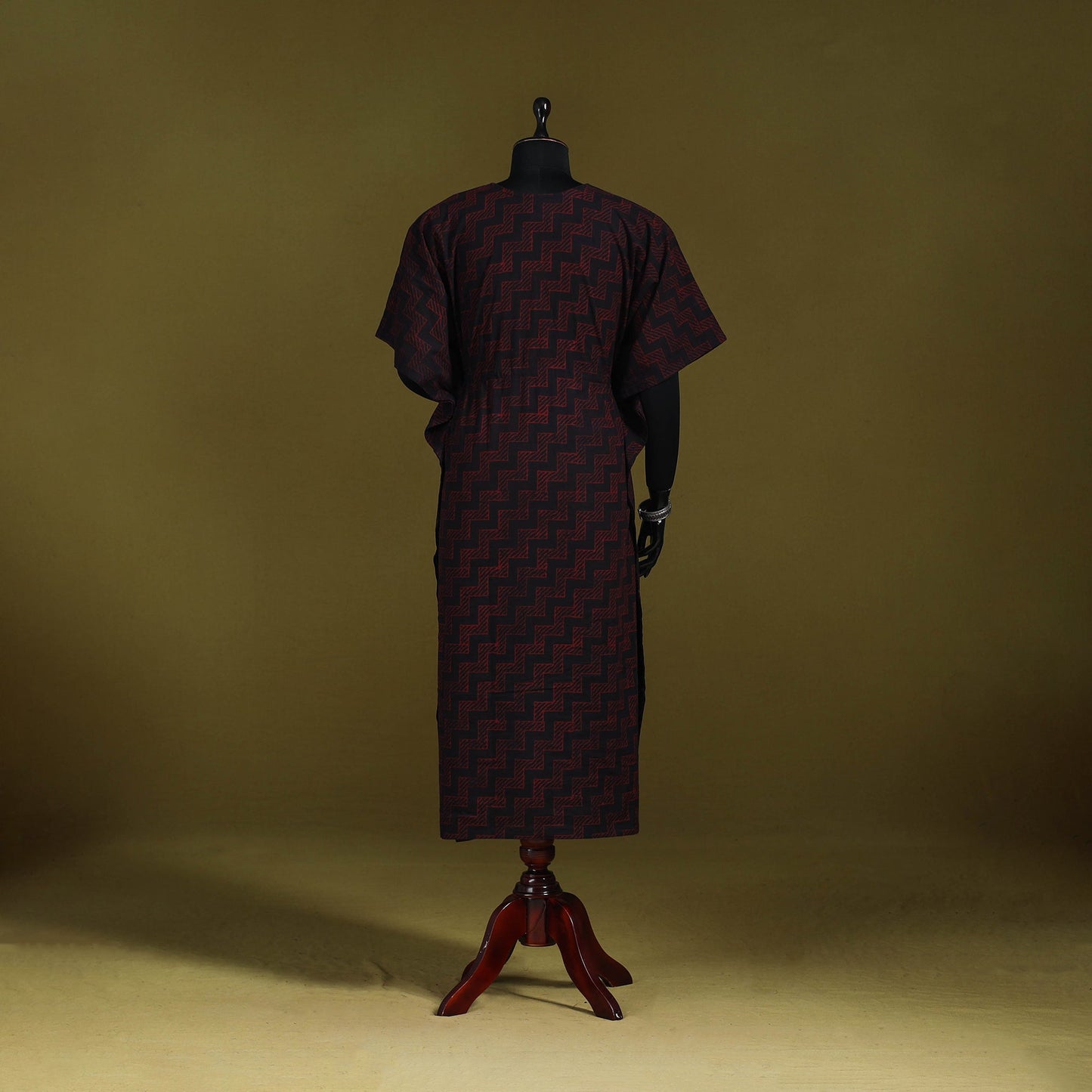 Natural dyed hand akola cotton long kaftan 33 - handcrafted