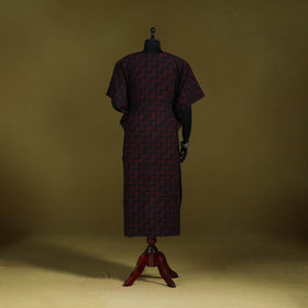 Natural dyed hand akola cotton long kaftan 33 - handcrafted
