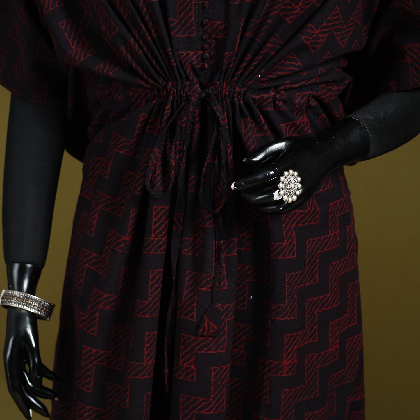 Natural dyed hand akola cotton long kaftan 33 - handcrafted