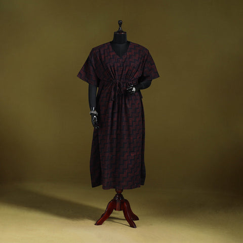 Natural dyed hand akola cotton long kaftan 34 - handcrafted