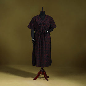 Natural dyed hand akola cotton long kaftan 34 - handcrafted