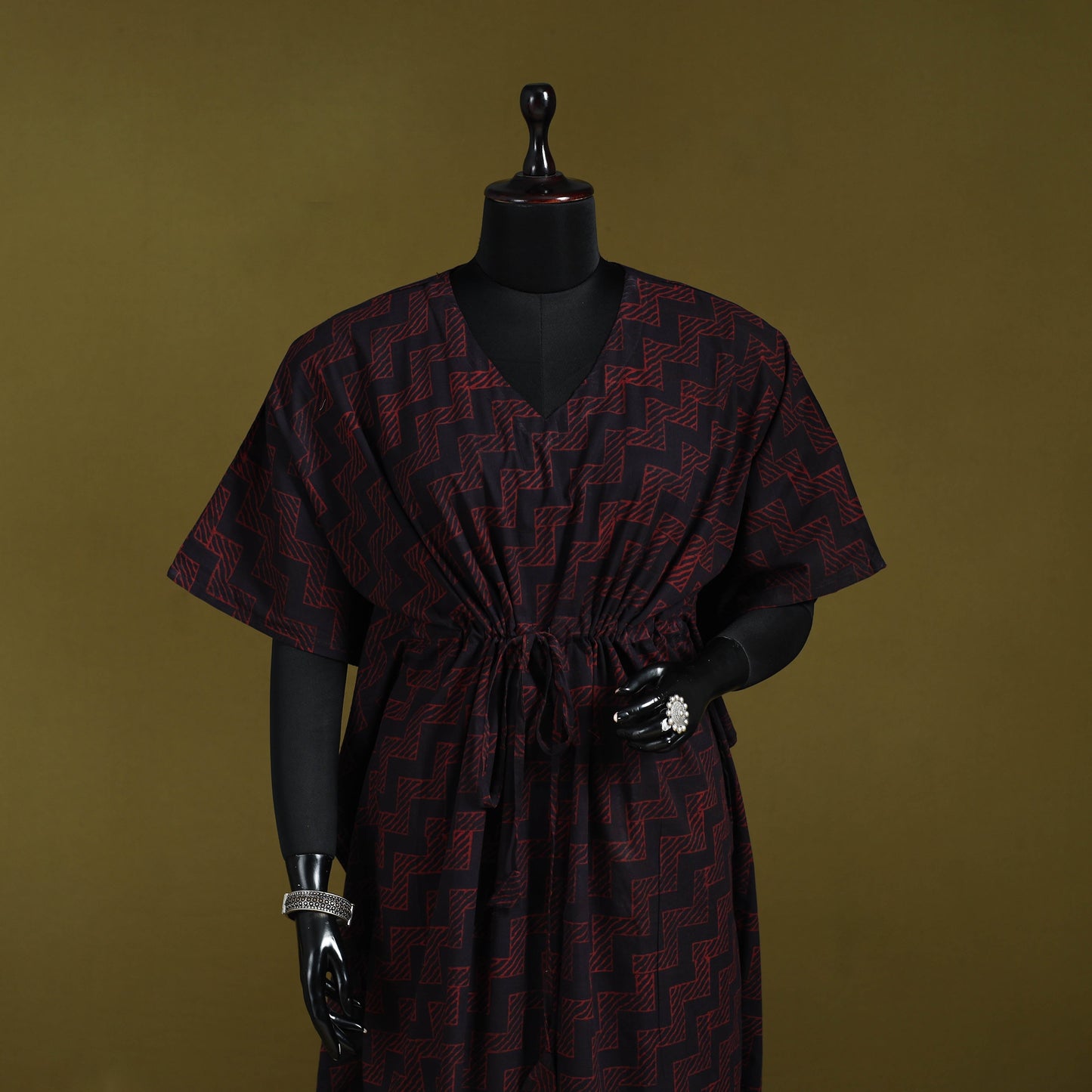Natural dyed hand akola cotton long kaftan 34 - handcrafted