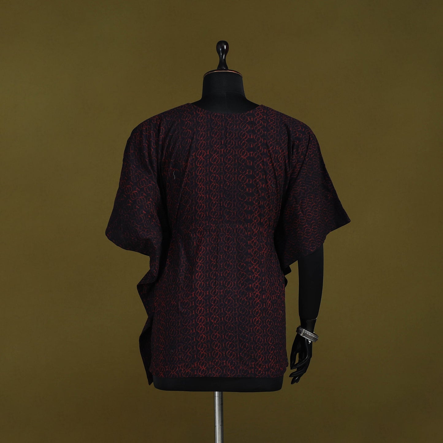 Natural dyed hand akola cotton short kaftan 99 - handcrafted