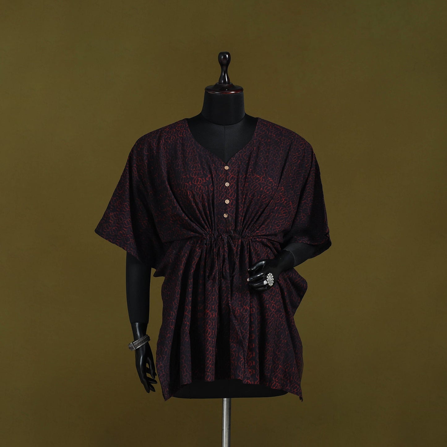 Natural dyed hand akola cotton short kaftan 99 - handcrafted