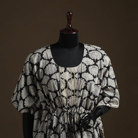 Natural dyed hand block bagru print gota work cotton kaftan