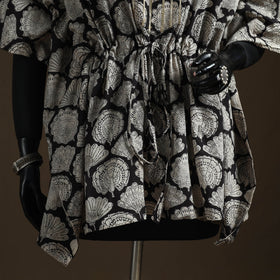 Natural dyed hand block bagru print gota work cotton kaftan