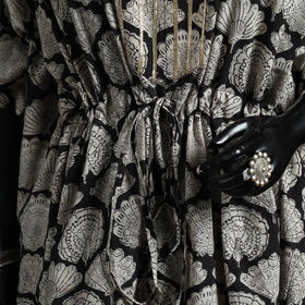Natural dyed hand block bagru print gota work cotton kaftan