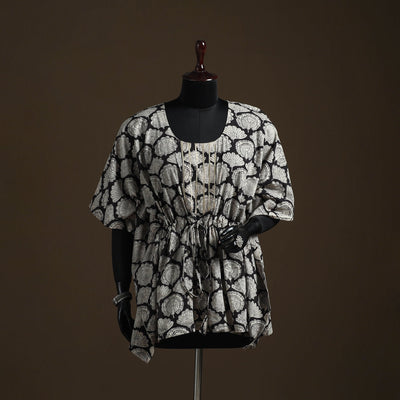 Natural dyed hand block bagru print gota work cotton kaftan