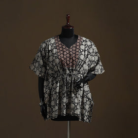 Natural dyed hand block bagru print patchwork cotton kaftan