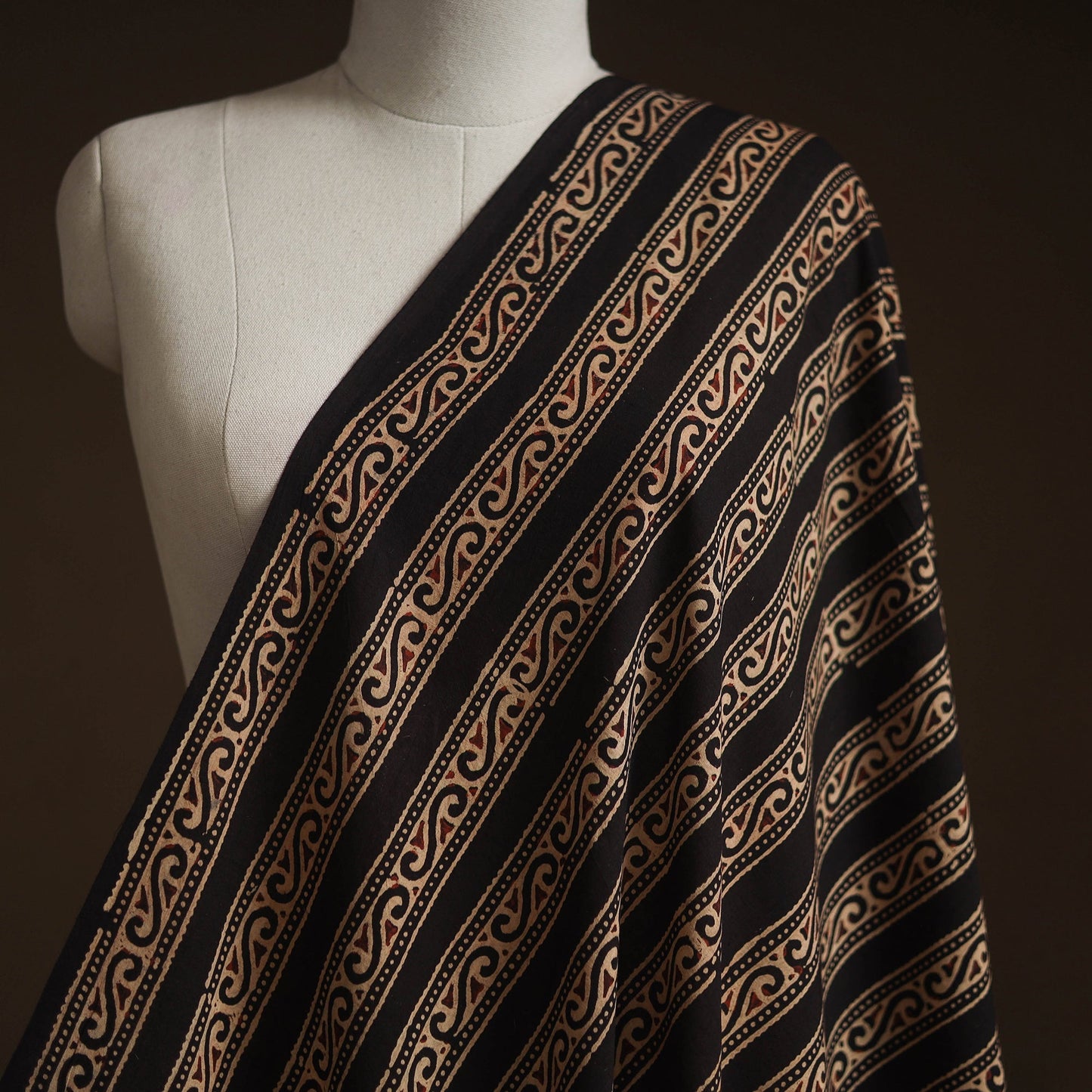 Natural dyed hand block cotton ajrakh print fabric 09