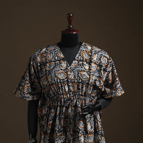 Natural dyed hand block kalamkari print cotton kaftan