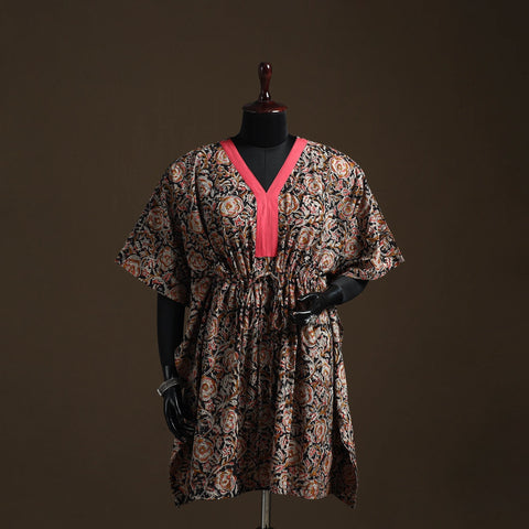Natural dyed hand block kalamkari print cotton kaftan