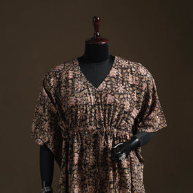 Natural dyed hand block kalamkari print cotton kaftan