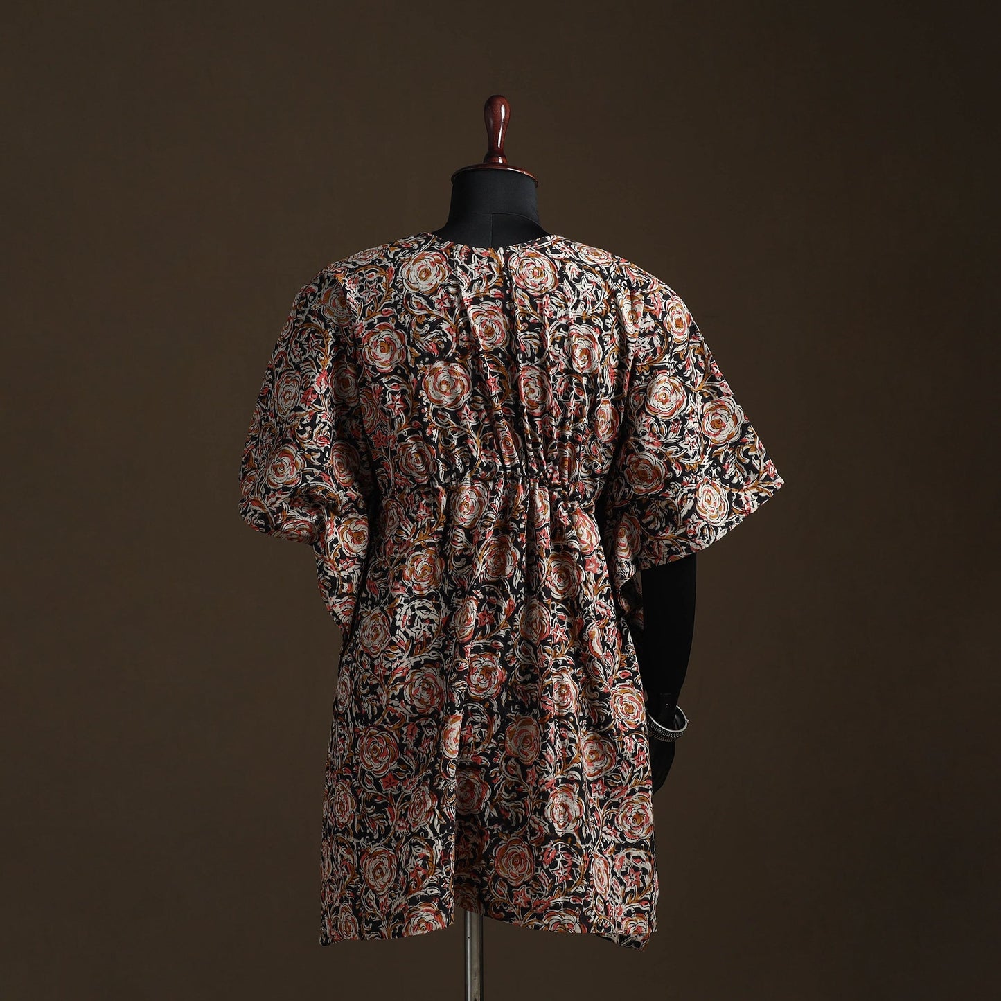 Natural dyed hand block kalamkari print cotton kaftan