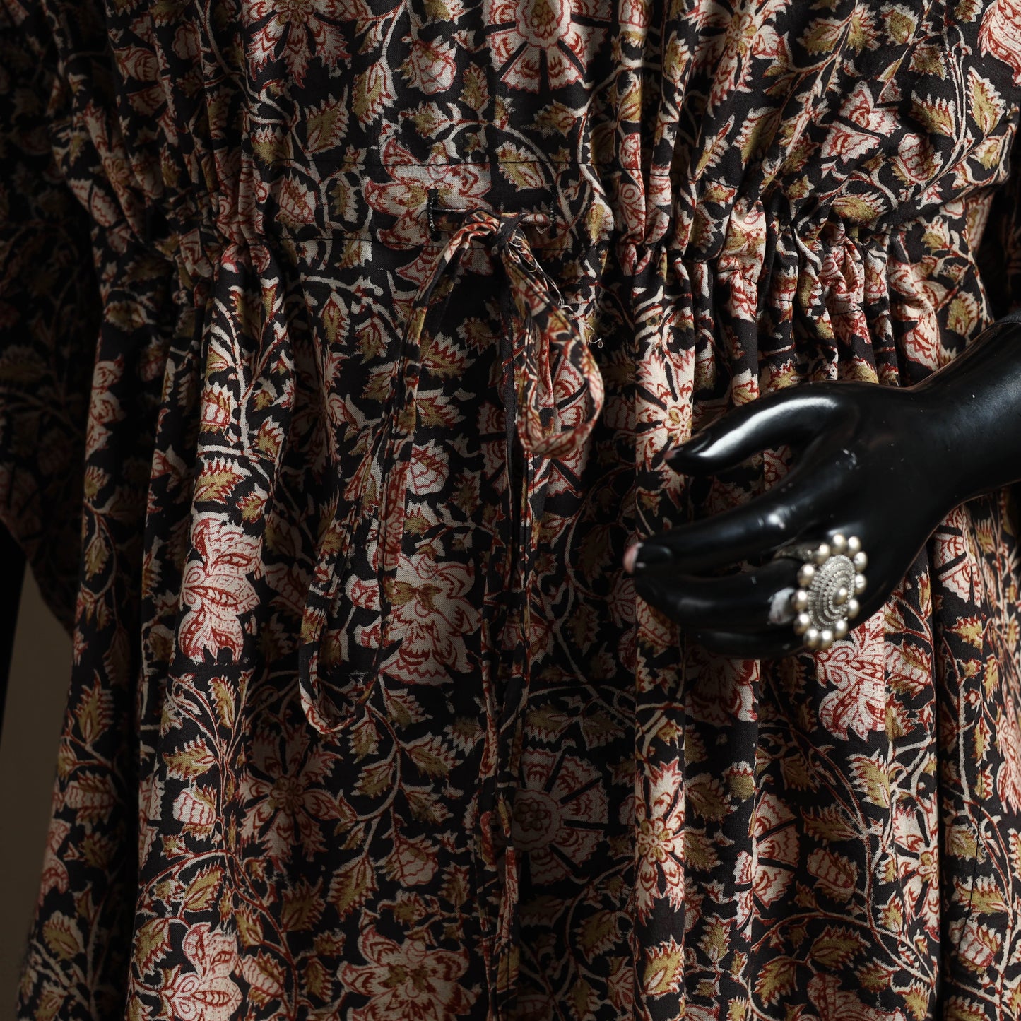 Natural dyed hand block kalamkari print cotton kaftan
