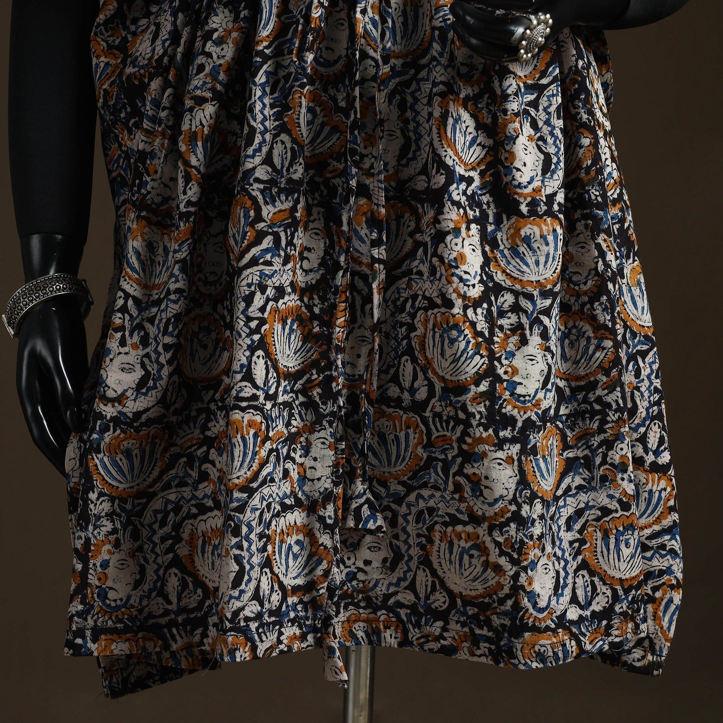 Natural dyed hand block kalamkari print cotton kaftan