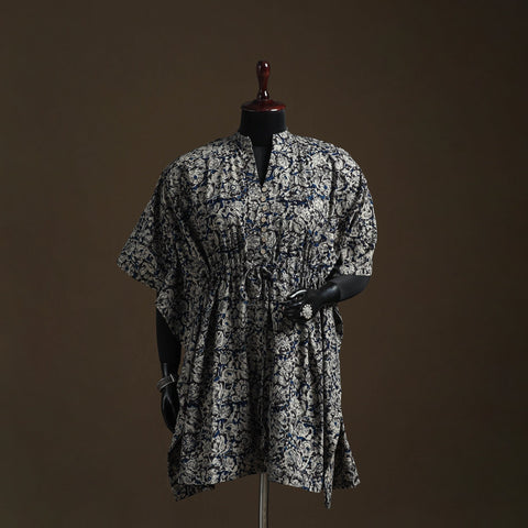 Natural dyed hand block kalamkari print cotton kaftan
