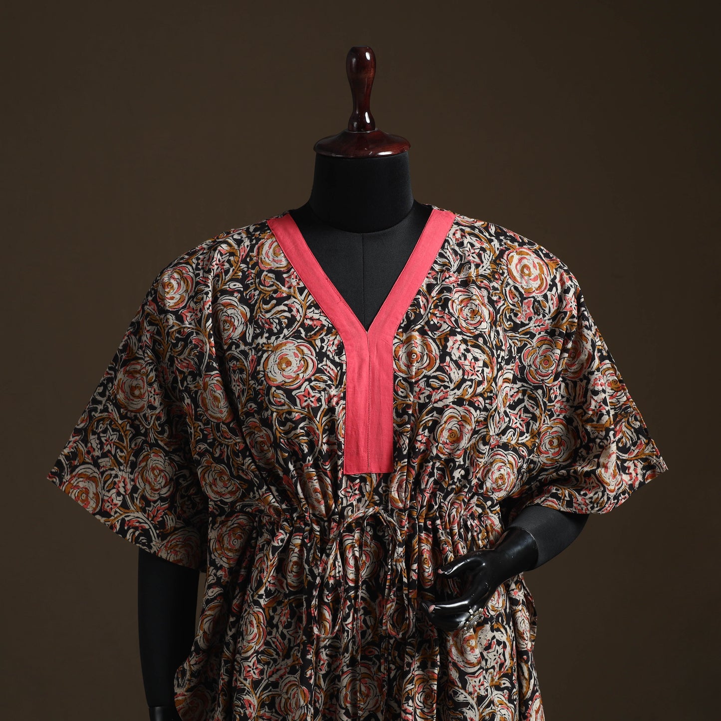 Natural dyed hand block kalamkari print cotton kaftan