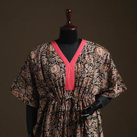 Natural dyed hand block kalamkari print cotton kaftan