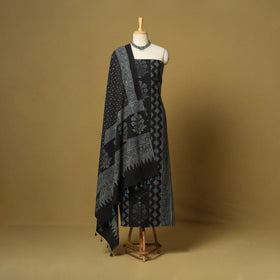 Black - natural dyed hand 3pc unstitched dress material 10
