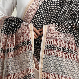 Black - natural dyed hand chanderi silk bagh dupatta 22