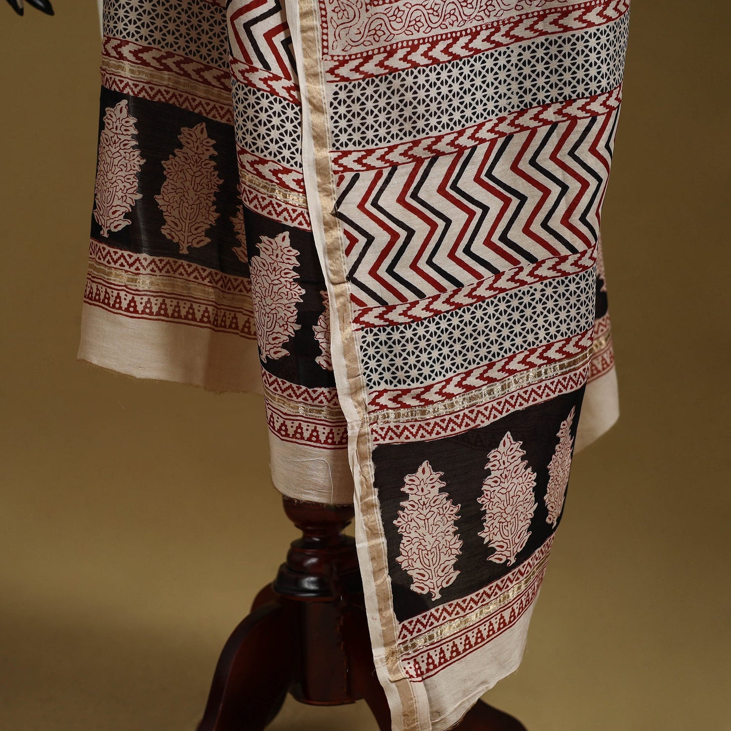 Black - natural dyed hand chanderi silk bagh dupatta 25