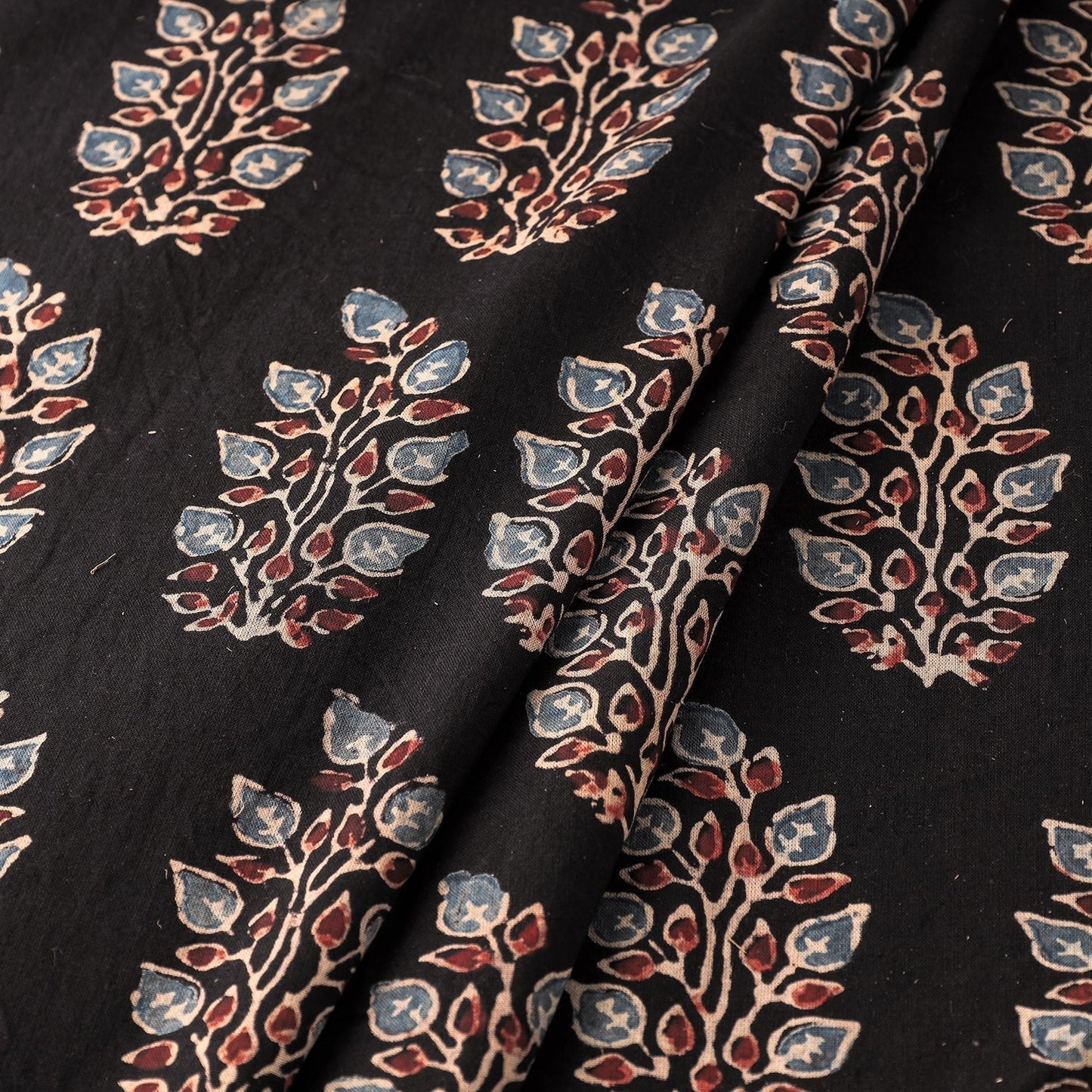  Black Block Print Cotton Ajrakh Fabric