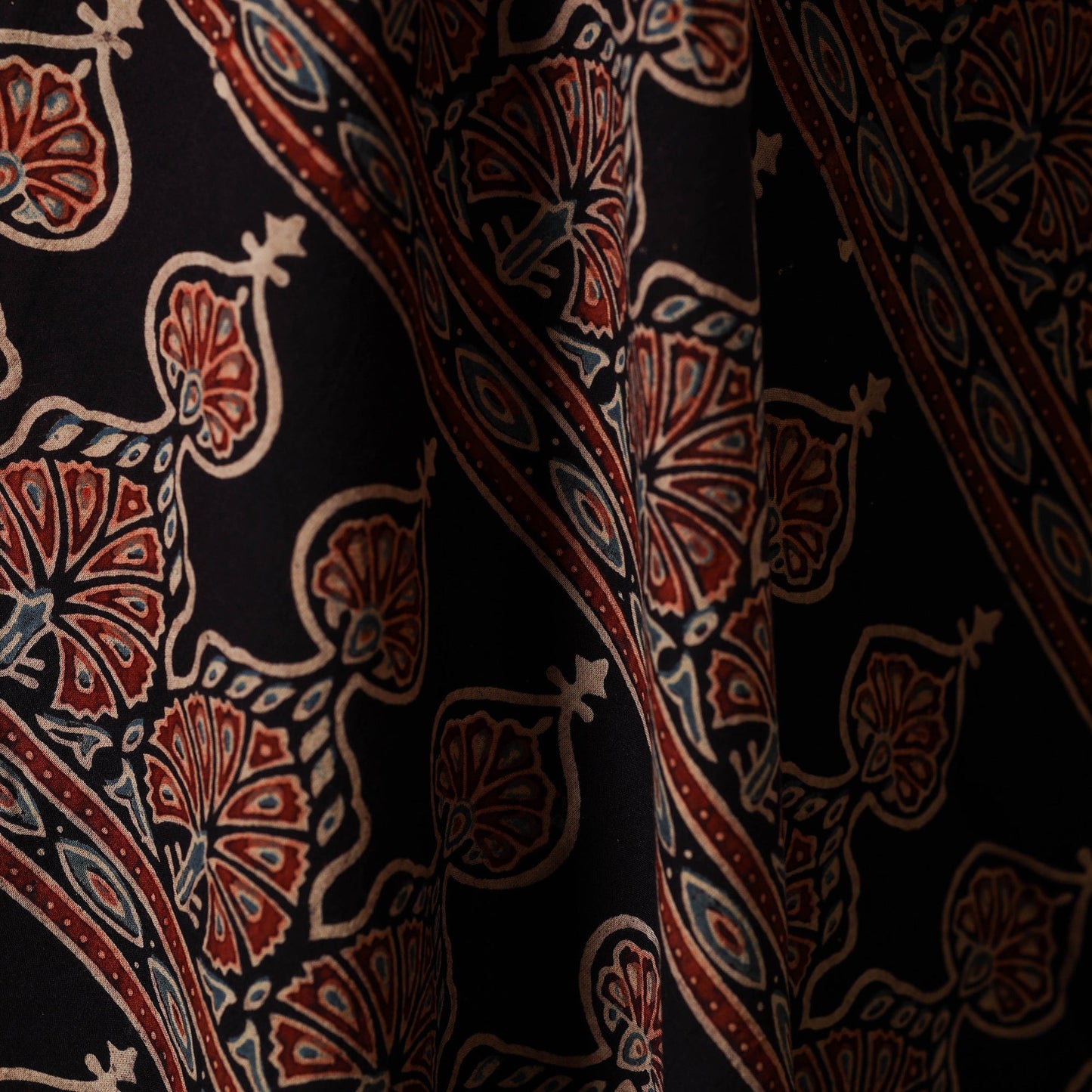 Black - natural dyed hand cotton fabric 01 - handcrafted