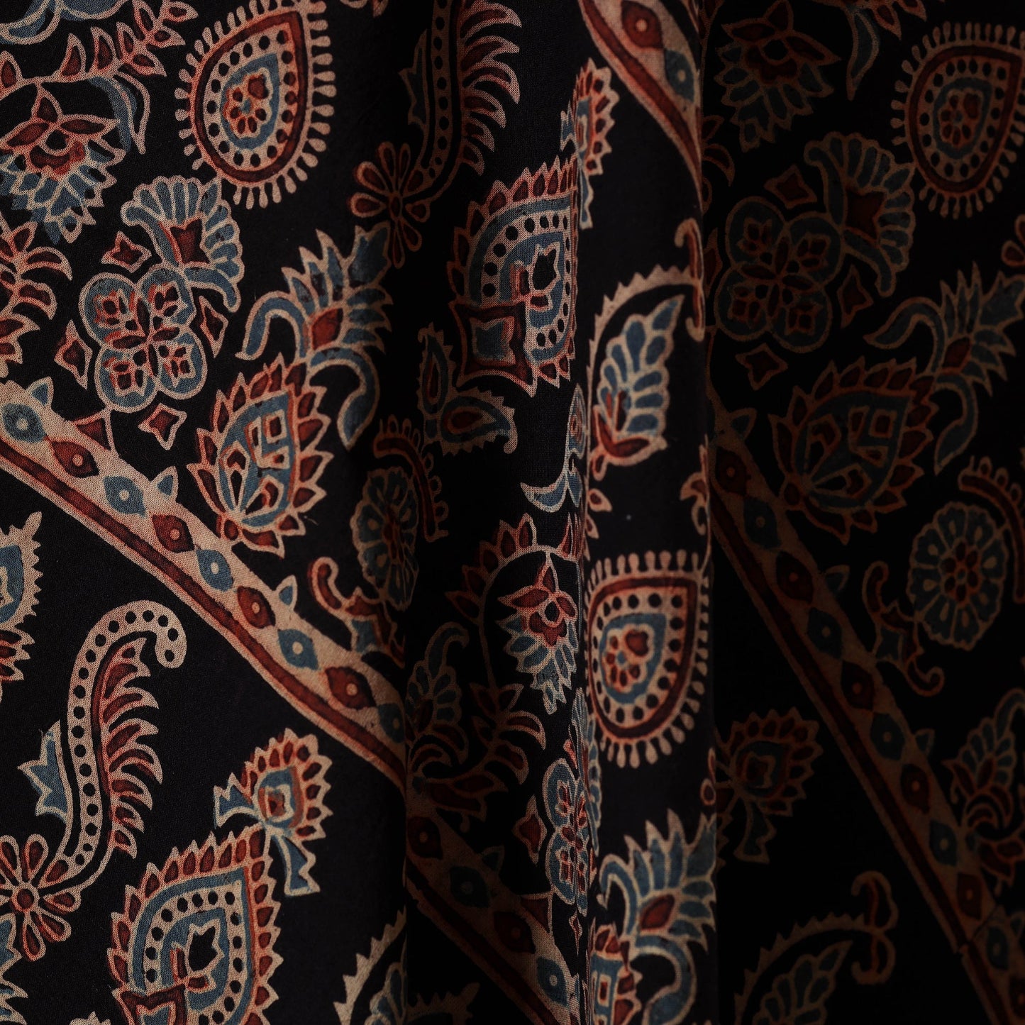 Black - natural dyed hand cotton fabric 02 - handcrafted