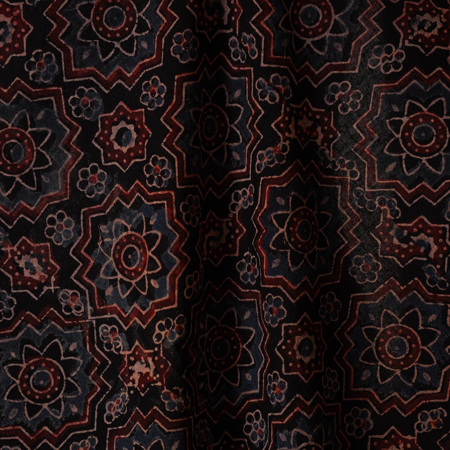 Black - natural dyed hand cotton fabric 12 - handcrafted
