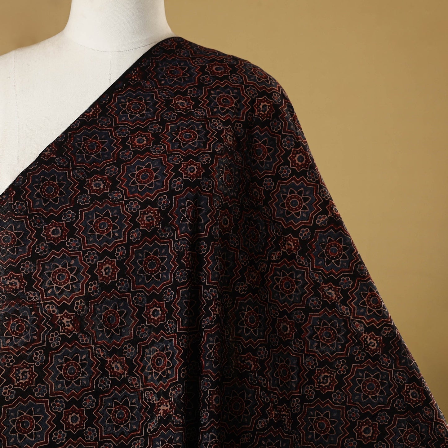 Black - natural dyed hand cotton fabric 12 - handcrafted