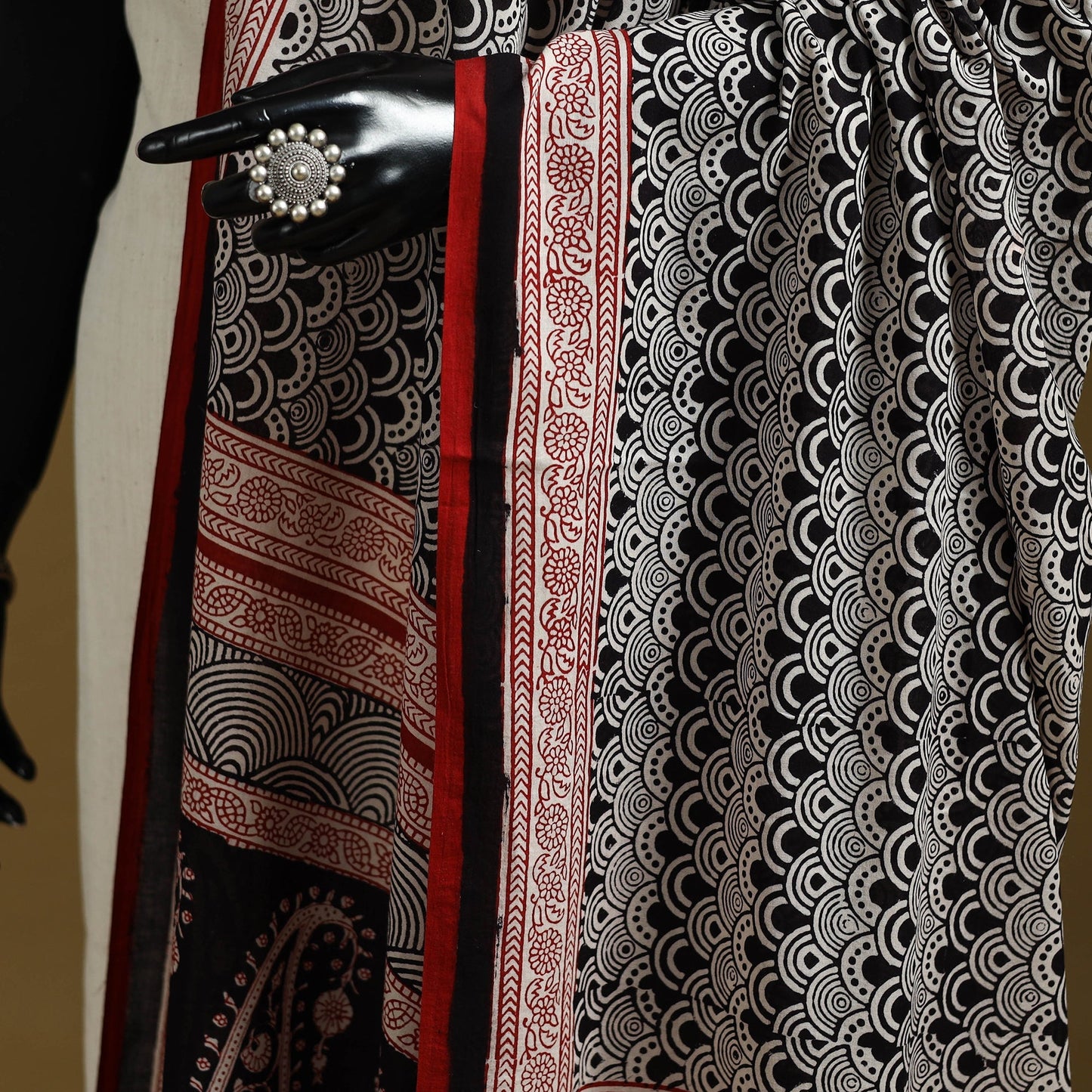 Black - natural dyed hand cotton bagh dupatta 11