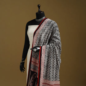 Black - natural dyed hand cotton bagh dupatta 11