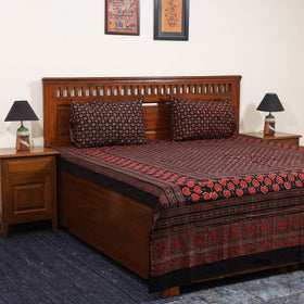 Black - natural dyed cotton double bed sheet set 02
