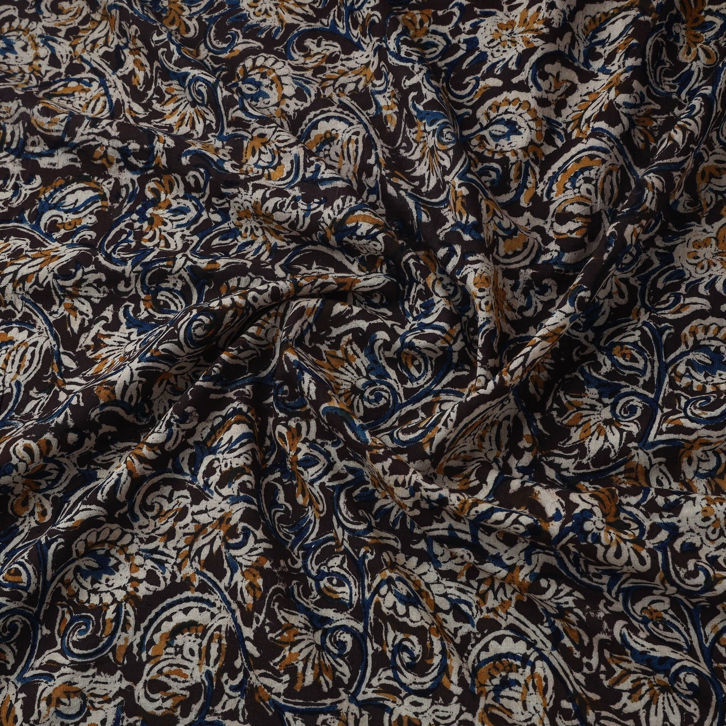 Natural dyed hand block print cotton kalamkari fabric 02
