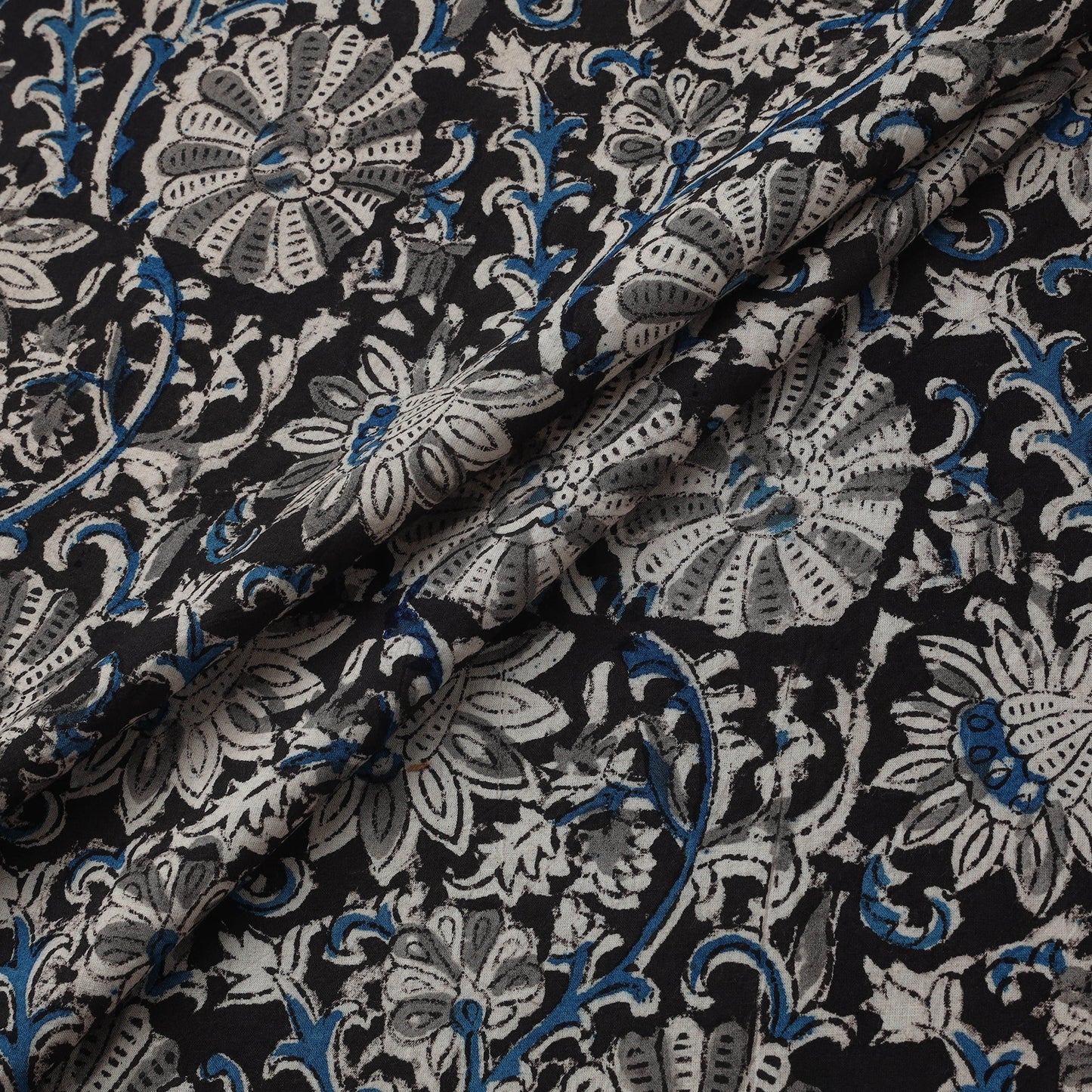 Natural dyed hand block print cotton kalamkari fabric 05