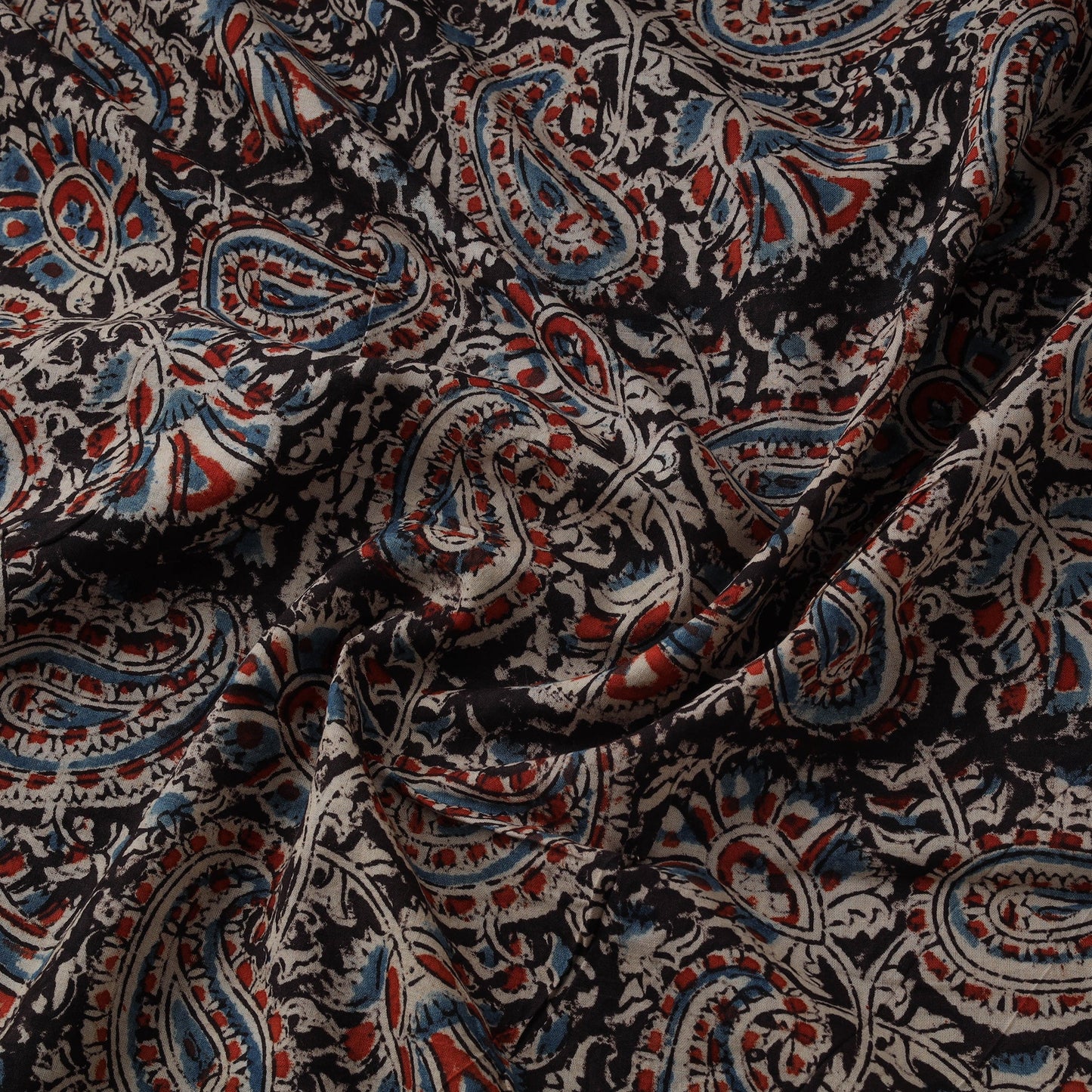 Natural dyed hand block print cotton kalamkari fabric 06