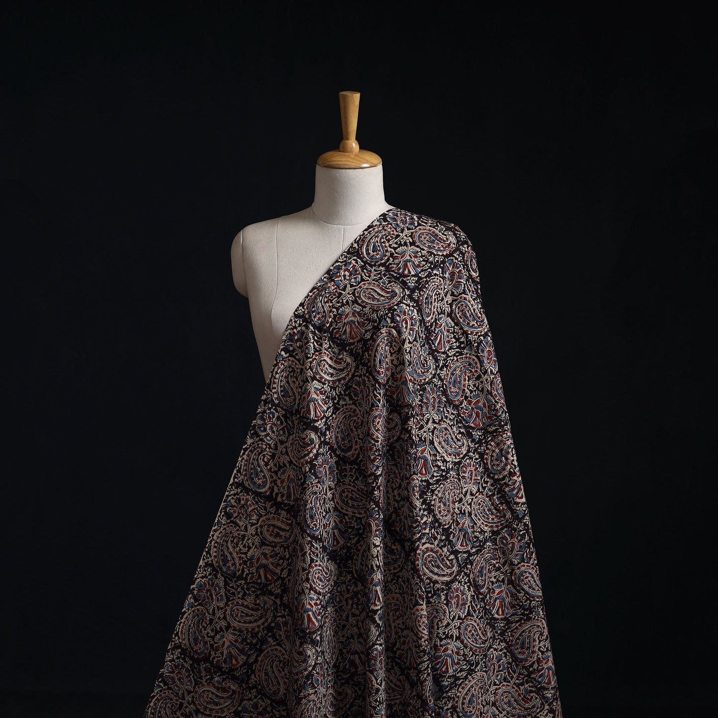 Natural dyed hand block print cotton kalamkari fabric 06