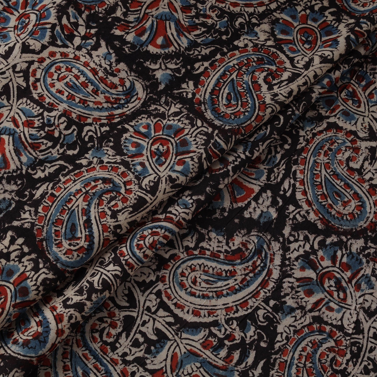 Natural dyed hand block print cotton kalamkari fabric 06