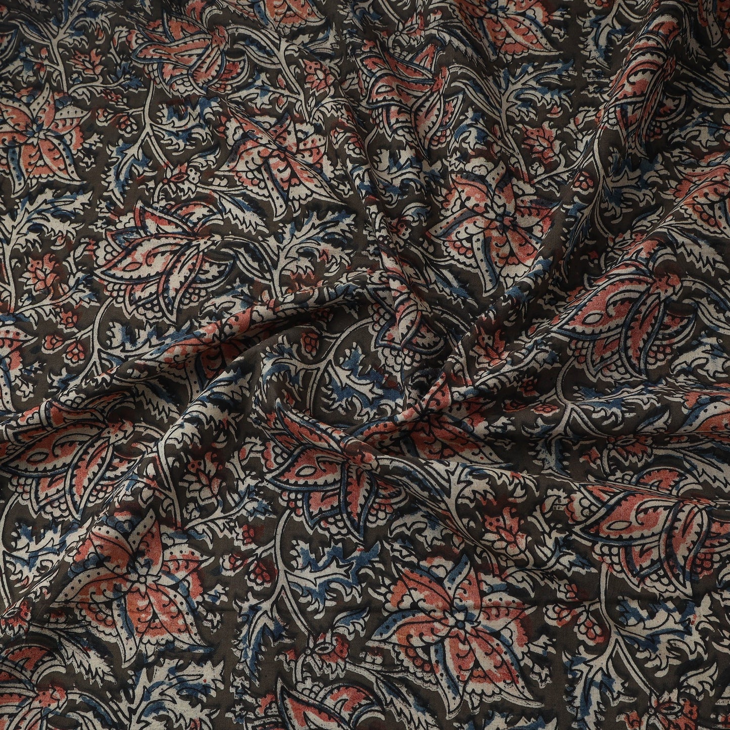 Natural dyed hand block print cotton kalamkari fabric 08