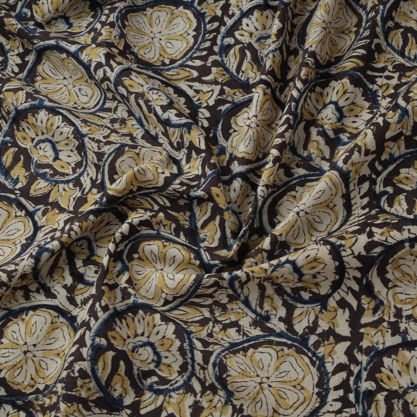 Natural dyed hand block print cotton kalamkari fabric 11