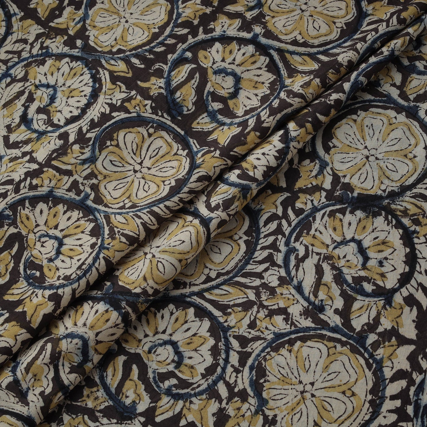 Natural dyed hand block print cotton kalamkari fabric 11