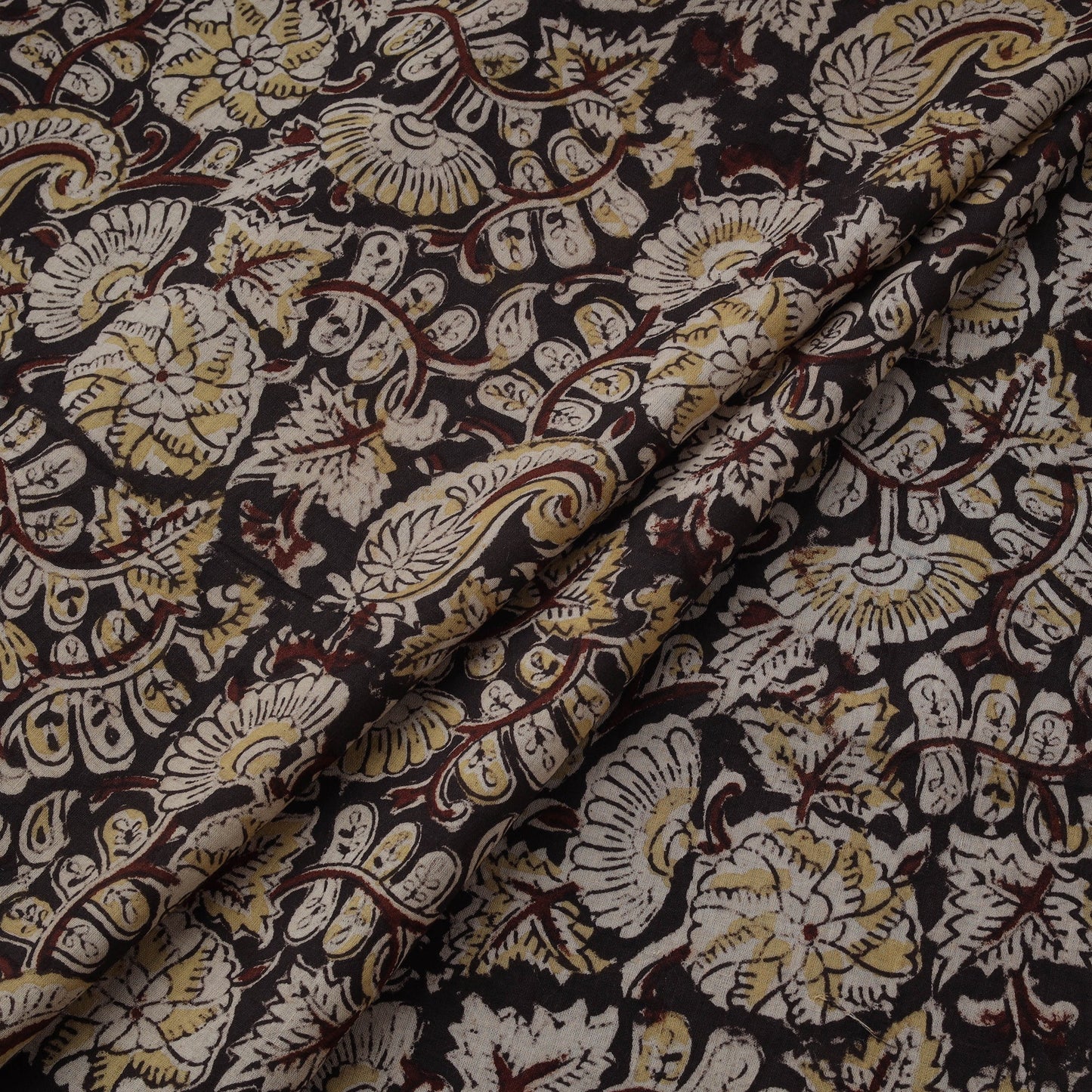 Natural dyed hand block print cotton kalamkari fabric 17