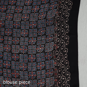Natural Dyed Hand Block Print Dola Silk Ajrakh Saree 05