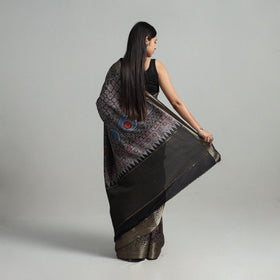 Natural Dyed Hand Block Print Dola Silk Ajrakh Saree 05