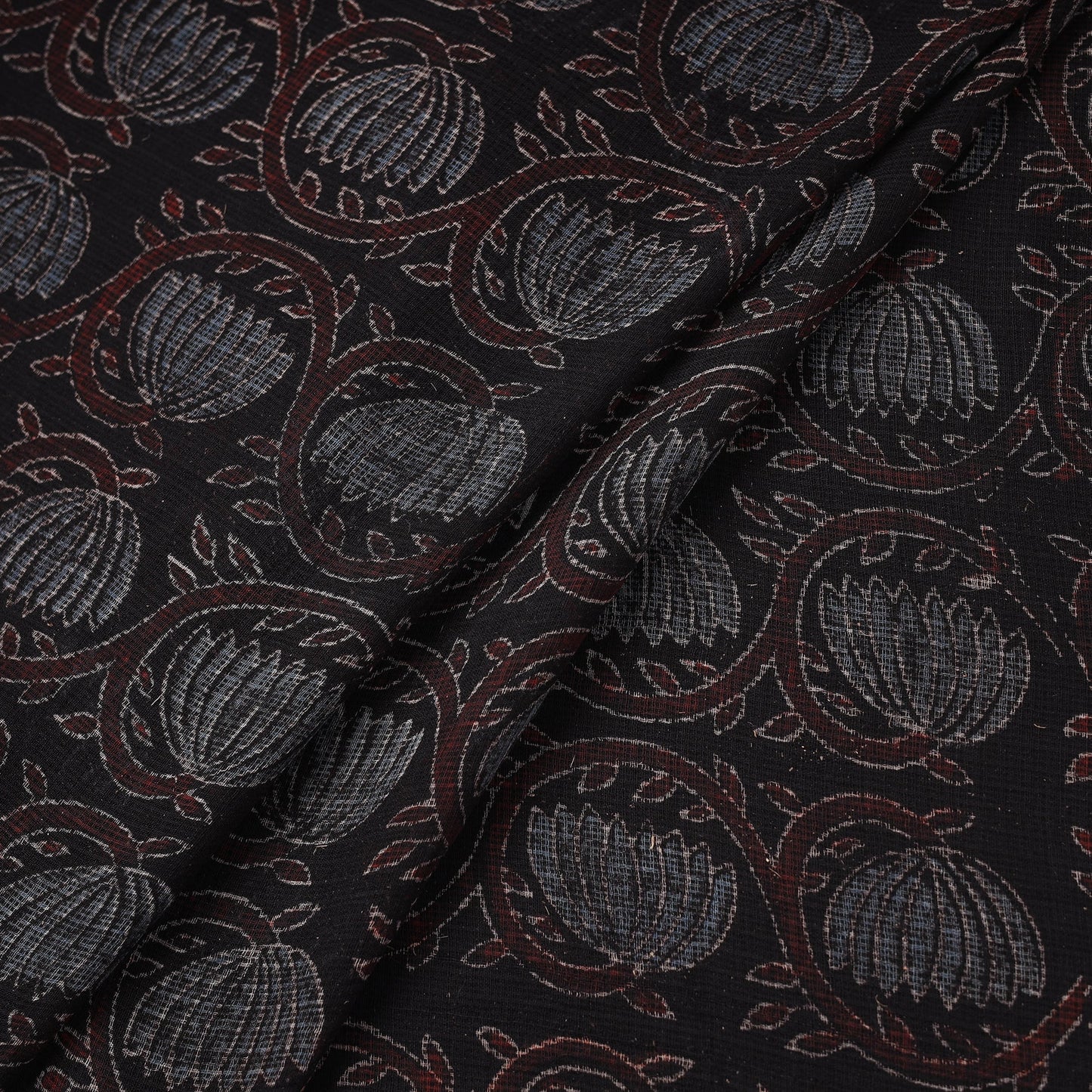 Natural dyed hand kota doria cotton fabric 18 - handcrafted