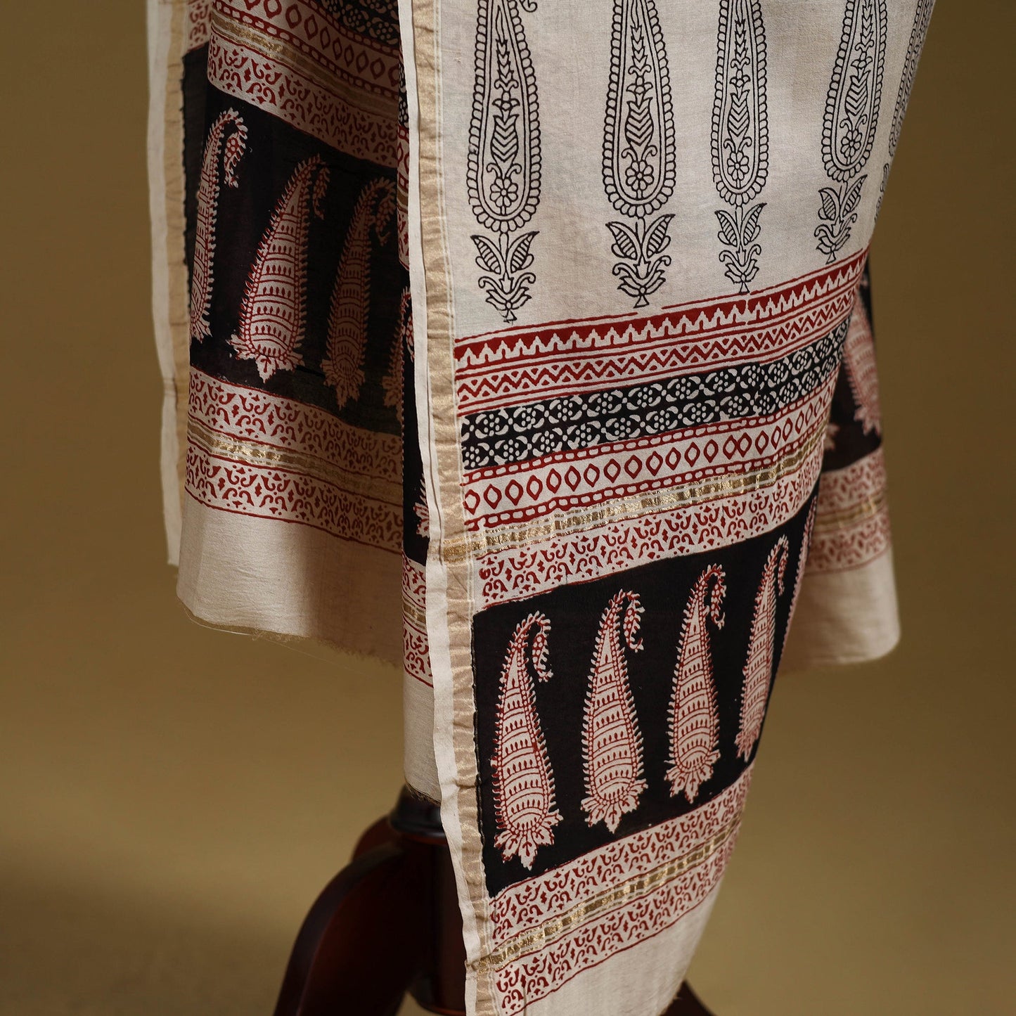 Black - natural dyed hand chanderi silk bagh dupatta 04