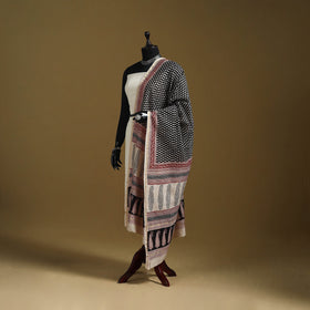 Black - natural dyed hand chanderi silk bagh dupatta 04