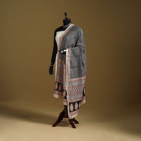 Black - natural dyed hand chanderi silk bagh dupatta 25
