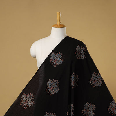 Black - natural dyed hand cotton fabric 01 - handcrafted